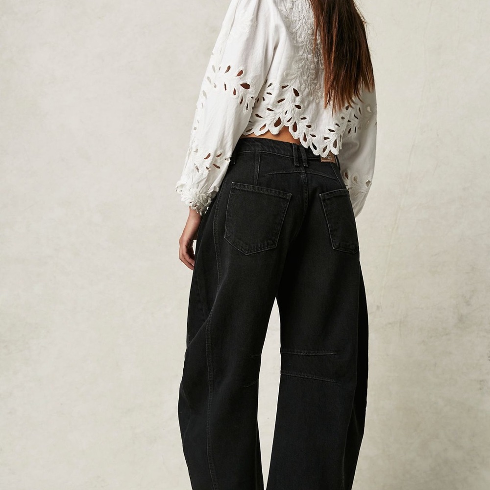 Free People Black Barrel jean